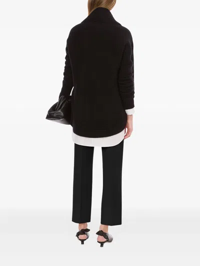 Alberta Ferretti Long Sleeve Collarless Shirt With Scarf Detail In White