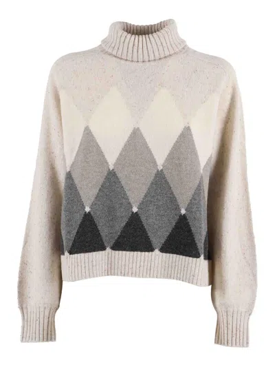 Ballantyne Turtleneck Diamond-pattern Sweater In Multi