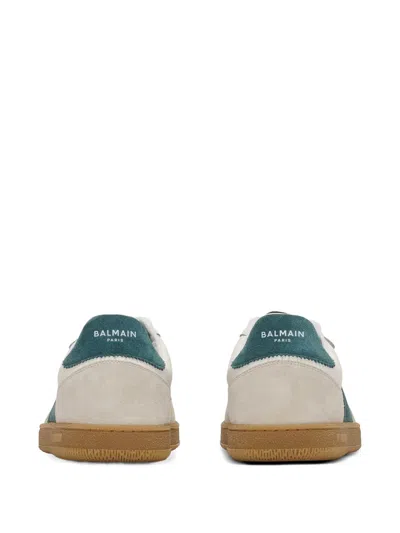 Balmain Swan Suede And Smooth Leather Trainers In Neutral