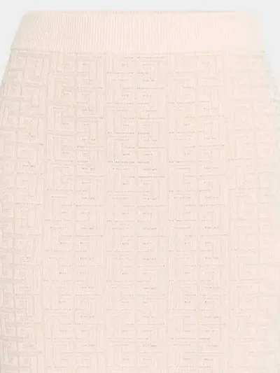 Balmain Short Glossy Knit Skirt In Neutral