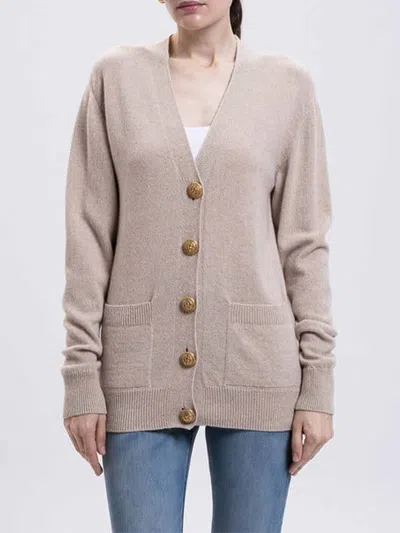 Balmain Short Knit Cardigan With Ribbed Accents In Multi