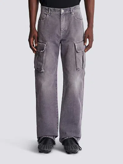 Balmain Cargo Straight Trousers Belt Loops In Purple