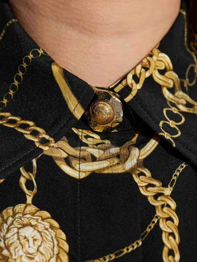 Balmain Shirt Chain Print Gold Buttons In Black