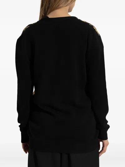 Balmain Mid-length Oversized Sweater In Black