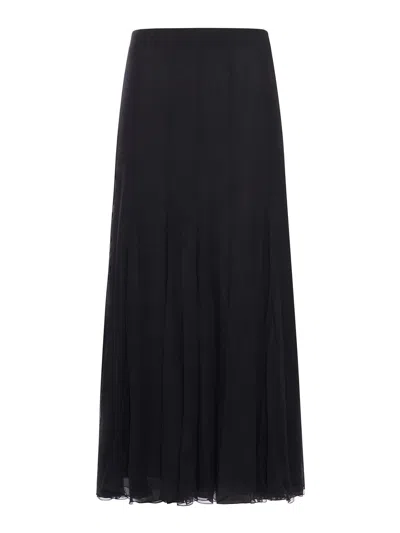 Chloé Maxi Skirt With Sheer Overlay And Flowy Design In Black