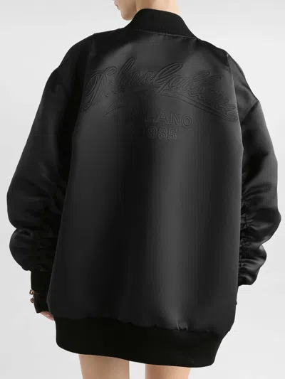 Dolce & Gabbana Oversized Jacket With Embossed Print In Black