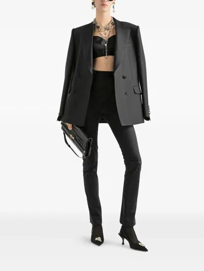 Dolce & Gabbana Double-breasted Jacket In Faille In Black