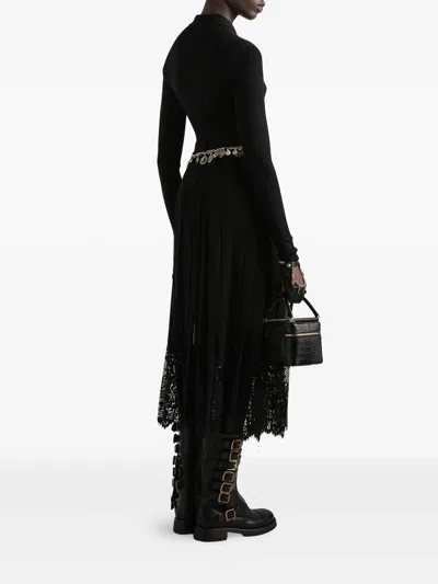 Dolce & Gabbana Gonna Midi In Chiffon And Black Lace In Black