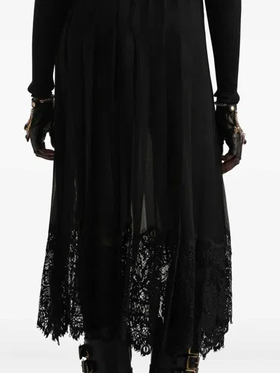 Dolce & Gabbana Gonna Midi In Chiffon And Black Lace In Black