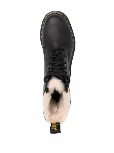 Dr. Martens 1460 Serena Faux Shearling-lined Combat Boots In Black
