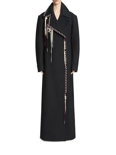 Dries Van Noten Rafaella Whipstitched Wool Blend Coat In Black
