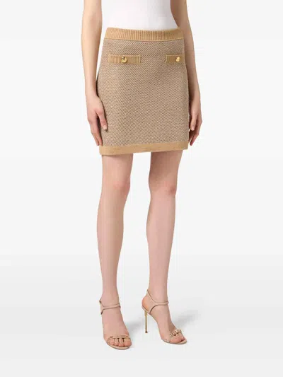 Elisabetta Franchi Knitted Skirt In Brown