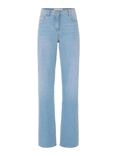 Elisabetta Franchi Textured Fabric Five-pocket Trousers In Blue