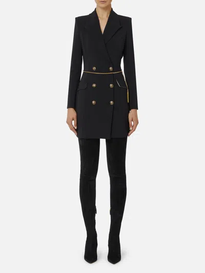 Elisabetta Franchi Double-breasted Dress Featuring Chain Detail In Black