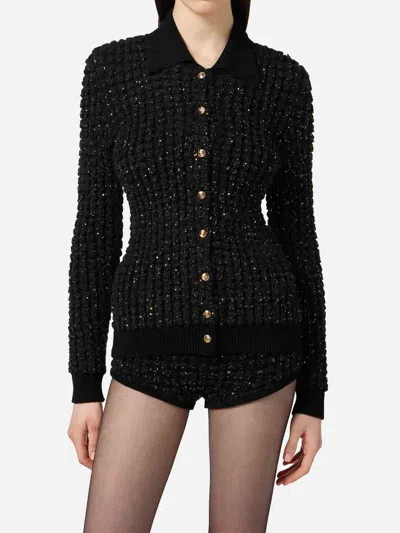 Elisabetta Franchi Knitwear With Collared Design And Long Sleeves In Black