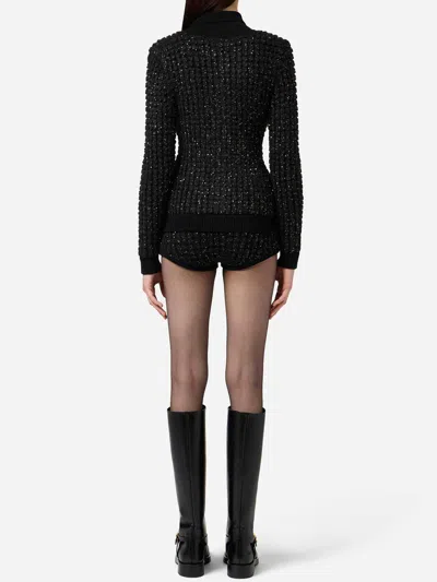Elisabetta Franchi Knitwear With Collared Design And Long Sleeves In Black