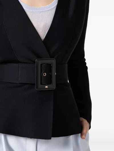 Elisabetta Franchi Classic Solid Black Sweater With Round Neckline In Black