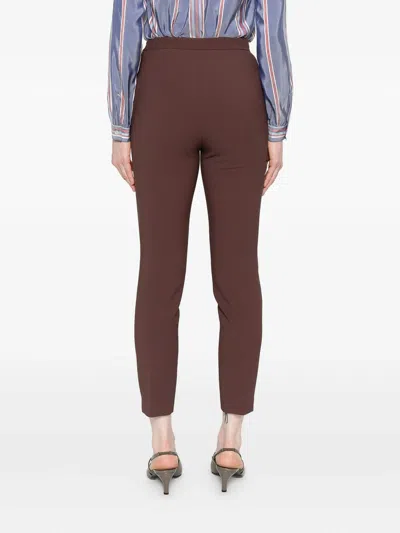 Elisabetta Franchi Cropped Trousers With Belt Loops And Buttoned Pockets In Brown