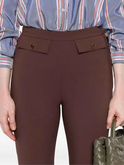 Elisabetta Franchi Cropped Trousers With Belt Loops And Buttoned Pockets In Brown