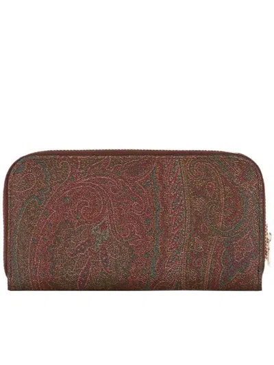 Etro Paisley Pattern Wallet And Cardholder Collection In Brown