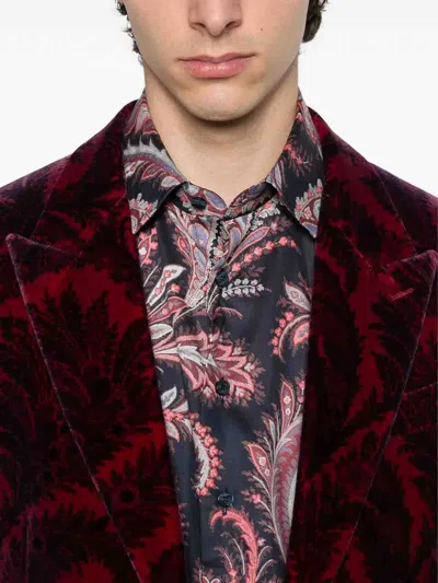 Etro Shirt Paisley Pattern Button-down Collar In Black