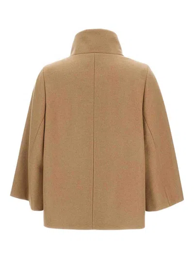 Fay Structured Jacket With Pockets And High Collar In Brown