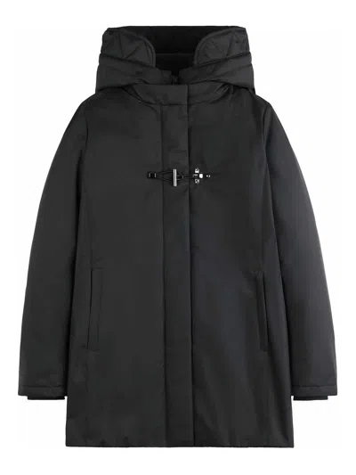Fay Toggle Coat In Technical Gabardine In Black