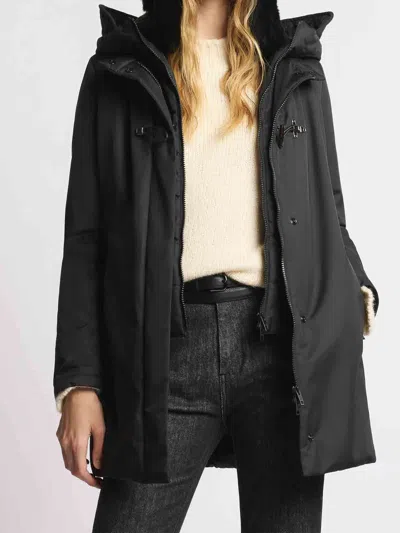 Fay Toggle Coat In Technical Gabardine In Black