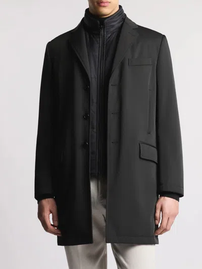 Fay Three-button Single-breasted Coat In Black