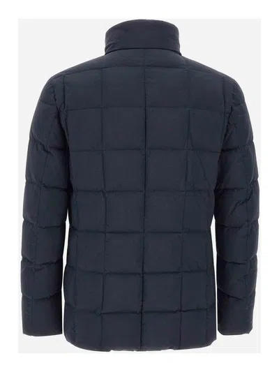Fay Double-front Quilted Jacket With Water-repellent Finish In Blue