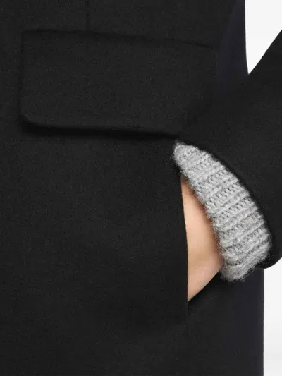 Fay Toggle Coat In Black Wool Blend Fabric In Blue