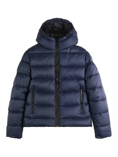 Fay Quilted Coat Featuring Hood And Pockets In Blue