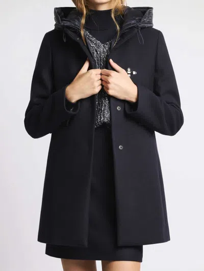 Fay Toggle Coat In Wool Cloth In Black