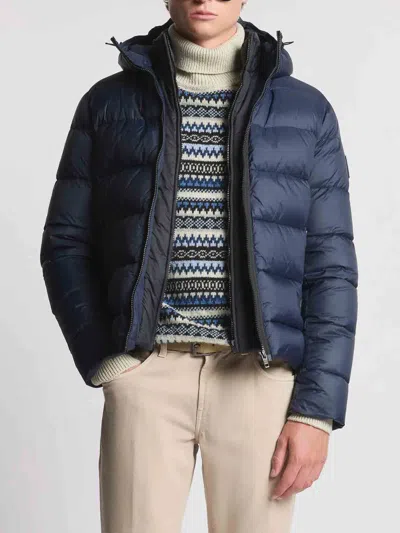 Fay Quilted Coat Featuring Hood And Pockets In Blue