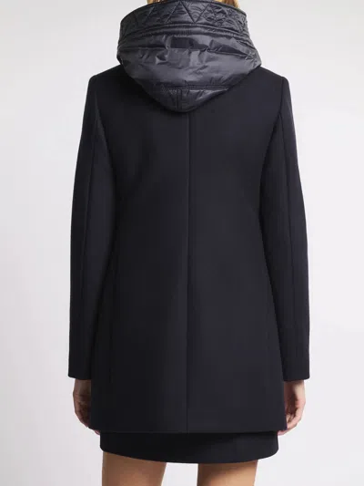 Fay Toggle Coat In Wool Cloth In Black