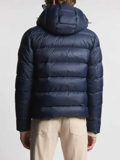 Fay Quilted Coat Featuring Hood And Pockets In Blue