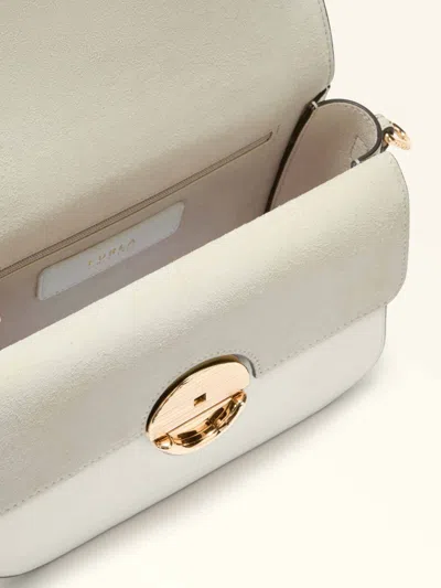 Furla Sfera S Handbag In Cream Color Leather In White