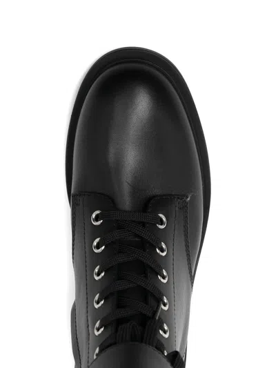 Gianvito Rossi Leather Buckle Cuff Combat Booties In Black