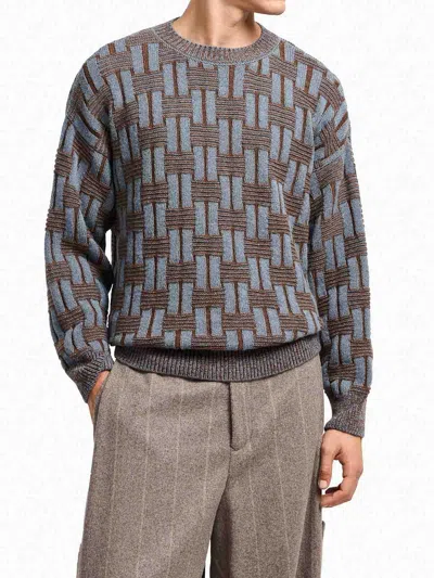 Giorgio Armani Brown Wool Sweater In Multi