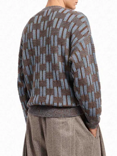 Giorgio Armani Brown Wool Sweater In Multi