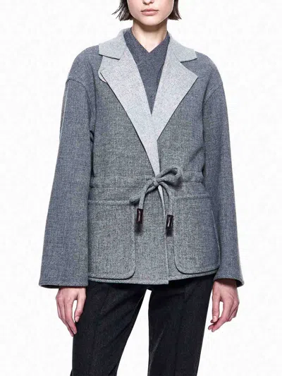 Giorgio Armani Single-breasted Jacket In Wool And Cashmere Double Cloth In Gray