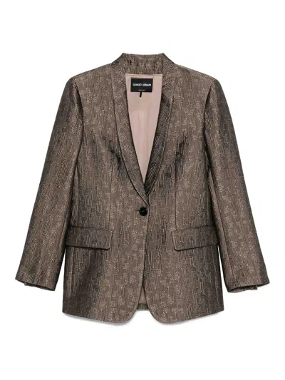 Giorgio Armani Single-breasted Jacket In Brown