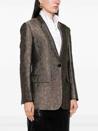 Giorgio Armani Single-breasted Jacket In Brown