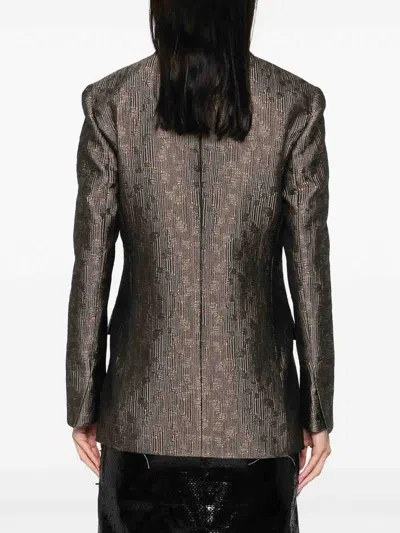 Giorgio Armani Single-breasted Jacket In Brown