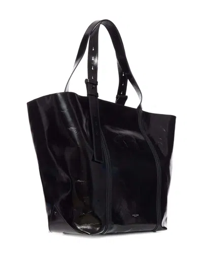 Golden Goose Glossy Black Tote Bag With Structured Silhouette In Black
