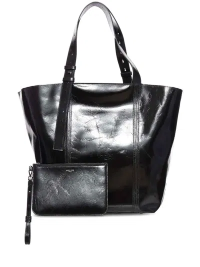 Golden Goose Glossy Black Tote Bag With Structured Silhouette In Black