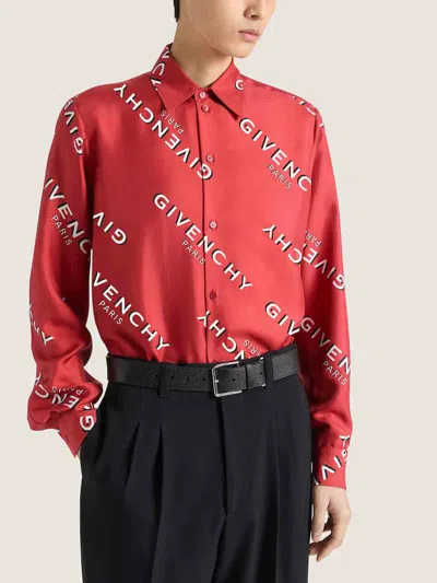 Givenchy Long Sleeve Shirt Featuring Structured Fit In Red