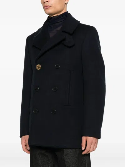 Givenchy Double-breasted Coat Featuring Front Pockets In Blue