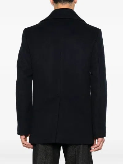 Givenchy Double-breasted Coat Featuring Front Pockets In Blue
