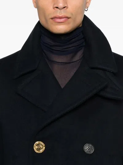 Givenchy Double-breasted Coat Featuring Front Pockets In Blue